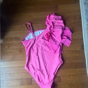 Elegant Pink One-Shoulder Swim One Piece